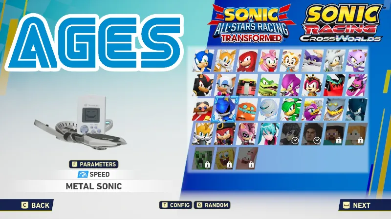 AGES character from Sonic & All Stars Racing Transformed in VMU form